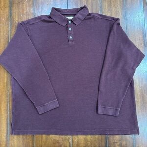 Tommy Bahama XXL Long Sleeve Polo Shirt Purple Silk Cotton Blend